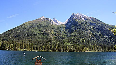 Hintersee mit Blick auf den Hochkalter und Blaueis